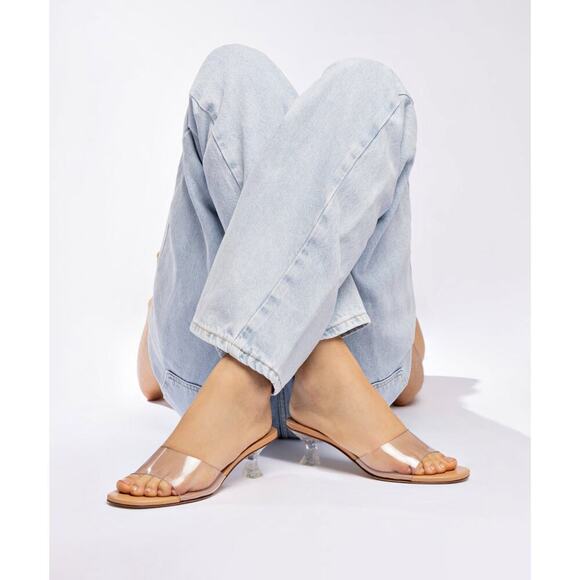 Larroude Vivi Lucite Mule in Tan Leather and Vinyl Women’s size 6 - Picture 1 of 5